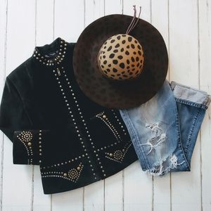 Scully Black / Embellished Suede Jacket.